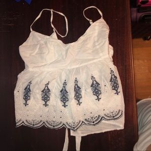 Abercrombie and Fitch White and Blue Blouse